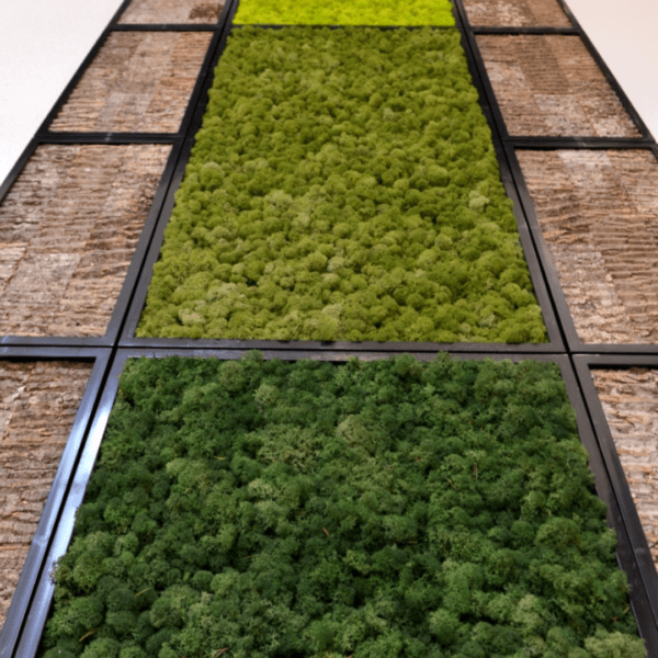 Panneau de mousse naturelle vert foncé et son cadre de montage – Image 4