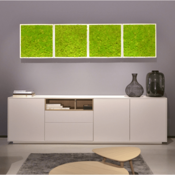 Panneau de mousse naturelle vert lime et son cadre de montage – Image 4
