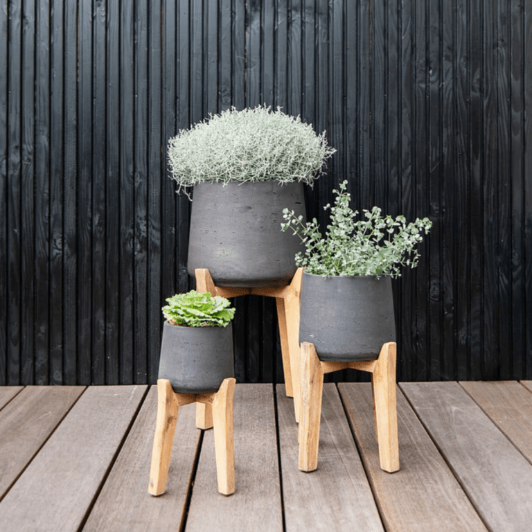 Cache-pot sur pied haut ‘Patt’ – Noir – Image 2