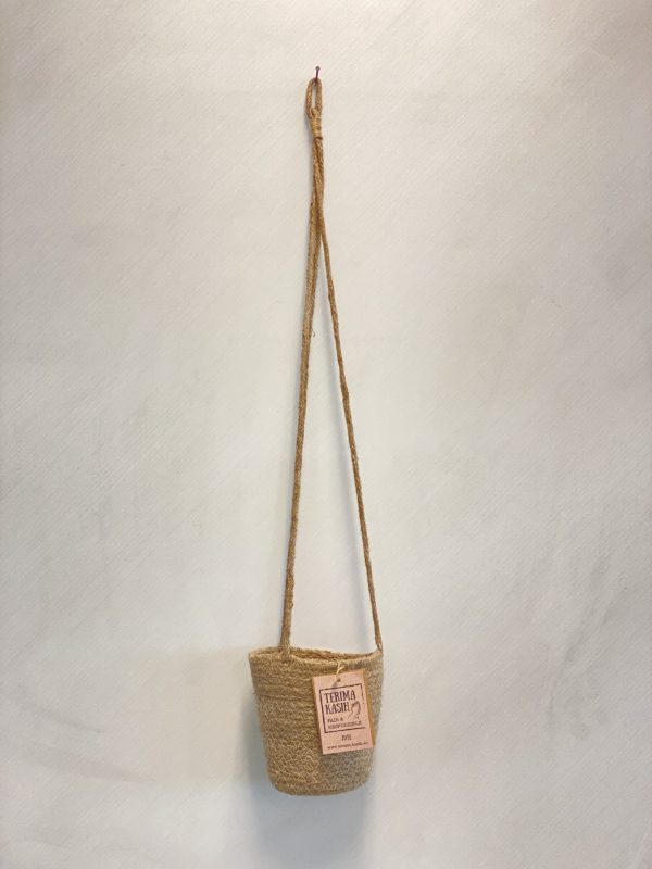 Cache-pot à suspendre en jute blanc double ou simple – Image 2