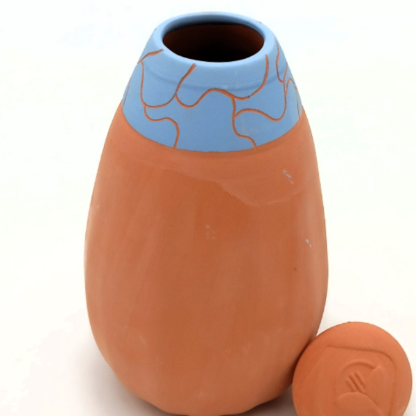 Olla décorée motif “dentelle” bleue - taille au choix – Image 3