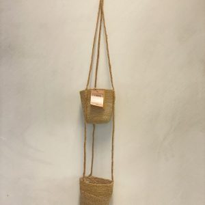 Cache-pot à suspendre en jute blanc double ou simple