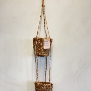 Cache-pot à suspendre en jute nature double ou simple